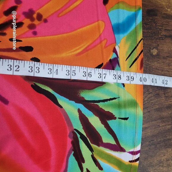 Vtg Blu Sage Floral Tropical Slip Dress M Stretch Beach Resort Vacation 90's Y2K - Picture 9 of 10